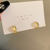 Metal fashionable small square short earrings, European style, simple and elegant design, city style