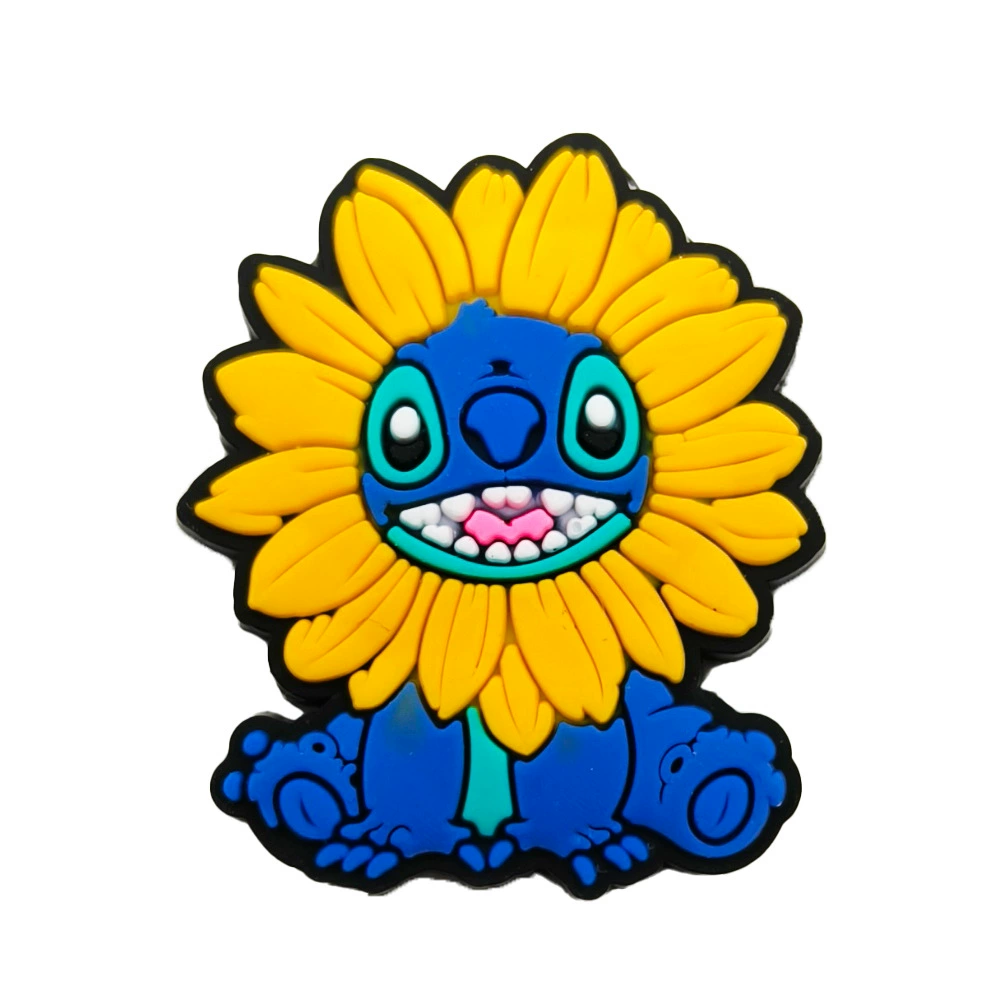 Милая мультяшная серия Stich Croc Shoes Flower PVC мягкая резиновая садовая обувь DIY декоративная пряжка