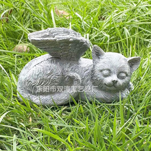 跨境新品花园装饰不听不说不看打坐狗 户外草坪装饰天使猫狗摆件