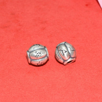 Zərgərlik ara hissələri: Beads with Six-Word Mantra, Loose - 85-9mm-weight-about-08g-with-1-bead
