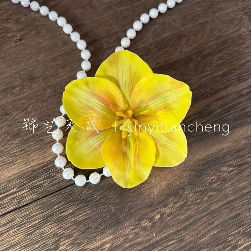 3d打印郁金香花头手感保湿仿真花 假花花环簪花发饰diy头饰鸭嘴夹|undefined