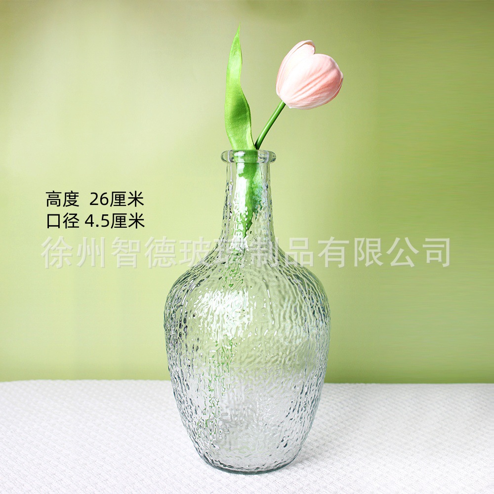 Vaso de vidrio de estómago grande personalizado floral nórdica decoración decorativa decoración de la sala de estar simple jarrón de alto nivel