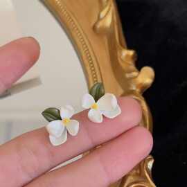 「栀子花开耳钉」超仙小清新甜美耳环2023年春季新款耳饰花朵耳饰