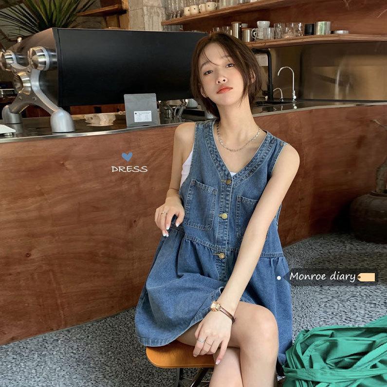 Denim Suspender Dress for Women with Unique Design, 2026 Spring and Autumn Season, Slim-Fit Sleeveless Camisole Dress, Short Dress Denim Suspender Dress for Women with Unique Design, 2026 Spring and Autumn Season, Slim-Fit Sleeveless Camisole Dress, Short Dress