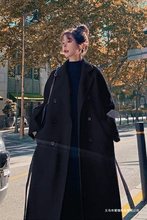 新款秋冬大码女装毛呢外套中长款加棉加厚宽松遮肉显瘦过膝呢大衣