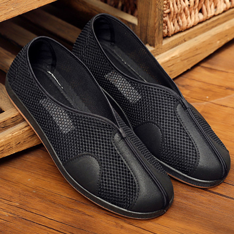 夏季布鞋男中老年北京爸爸鞋軟底防滑老頭鞋男網鞋中國風功夫灑鞋