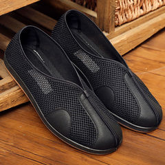 夏季布鞋男中老年北京爸爸鞋軟底防滑老頭鞋男網鞋中國風功夫灑鞋
