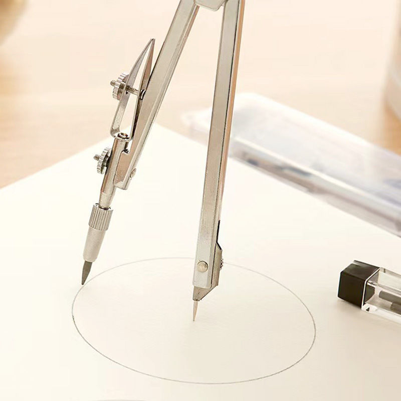 Compasas metálicas profesionales de diseño de dibujo para estudiantes papelería herramientas de dibujo con recarga de boca de pato conjunto de stock al por mayor
