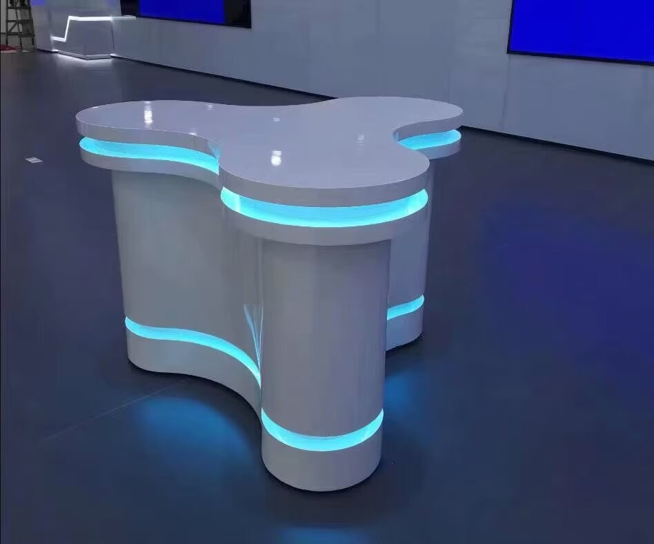 中岛展示台公司展厅科技创意发光展示体验桌圆形烤漆台展柜展示柜