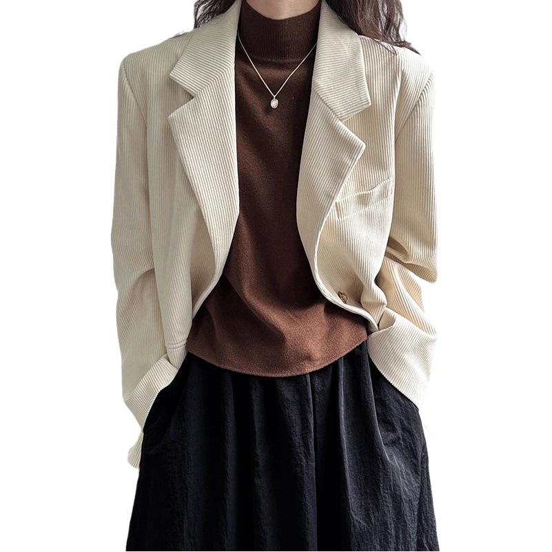 Chaqueta de pana para mujer, estilo coreano, corte holgado