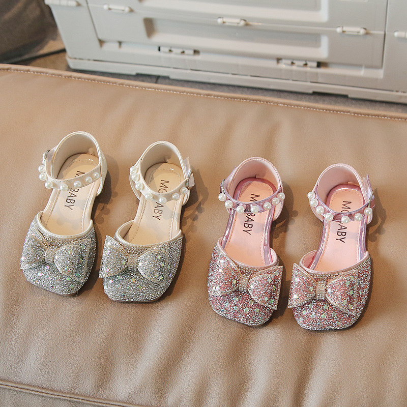 Κορεατική έκδοση γλυκιά πριγκίπισσα κοριτσιού με τόξο 2022 καλοκαίρι νέα δερμάτινα παπούτσια μικρά παιδικά σανδάλια_voghion.com