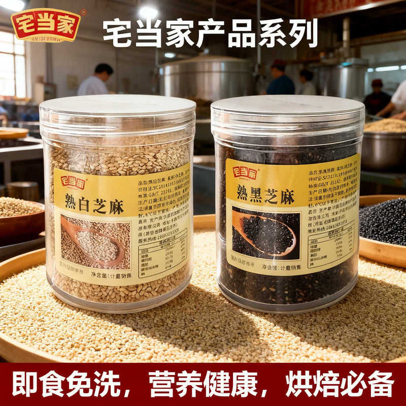 Roasted Black Sesame Seeds and White Sesame Seeds with Jar 250g Ready-To-Eat New Baked Roasted High-Quality Canned No Additives Pure Natural
