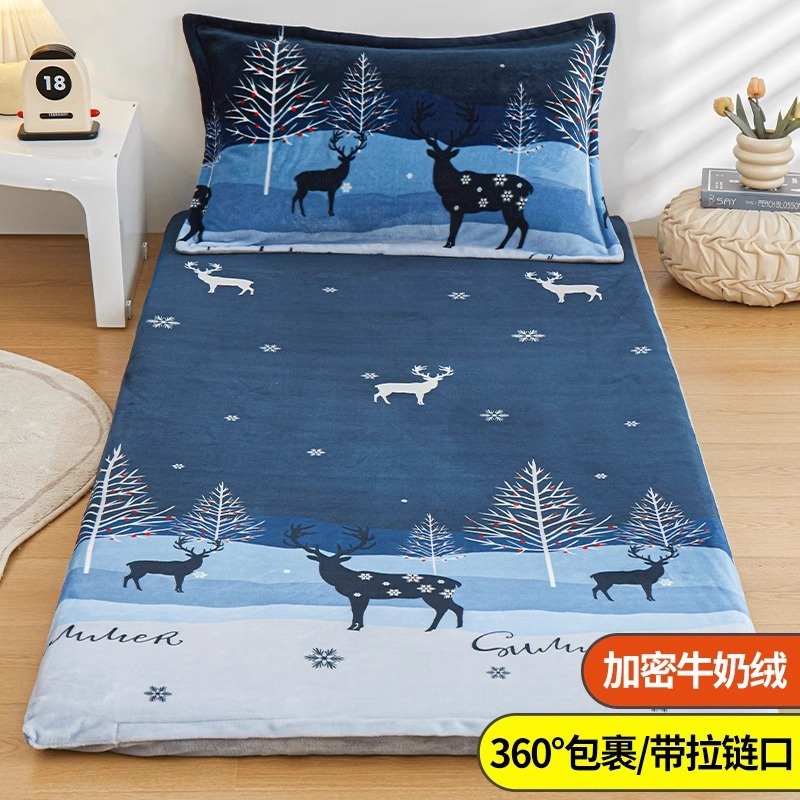 Cubierta de colchón Cubierta de colchón individual de dormitorio de estudiantes Cubierta de edredón pequeño de terciopelo de leche Cubierta de colchón de cama de invierno de terciopelo de coral 0,8x1,9 m