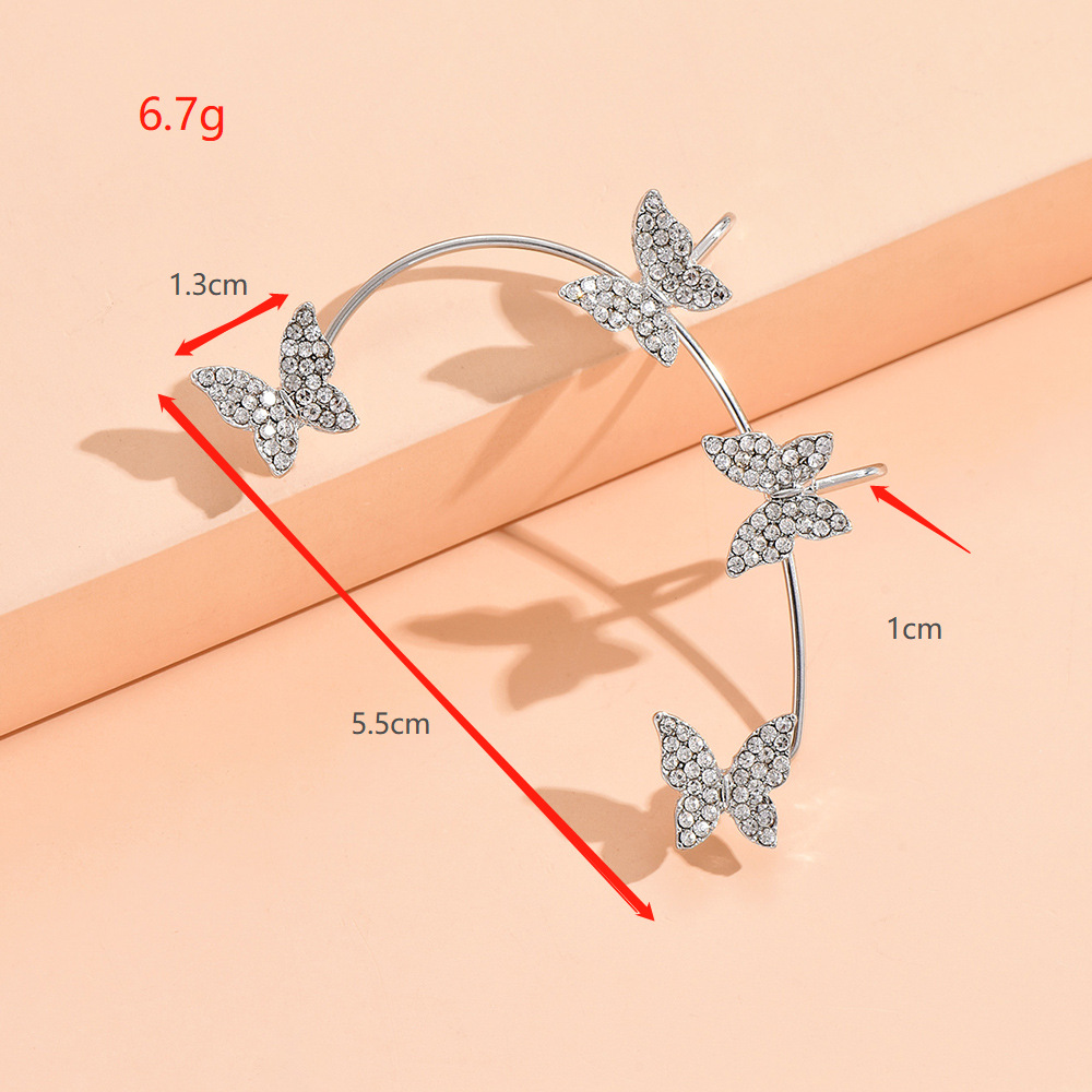 Butterfly Pattern Women'S Gender Fashion Butterfly Alloy Inlay Rhinestones Earrings