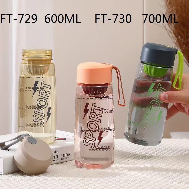 Futong 729 taza de plástico de moda simple Estudiante Adulto macaron color de moda taza de agua 600ml taza de agua deportiva