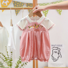 Baby Short Sleeve Onesie Summer Clothing Chinese Style Thin Version Haha 3 Month Hanfu Newborn Half Sleeve Crawling Suit 6