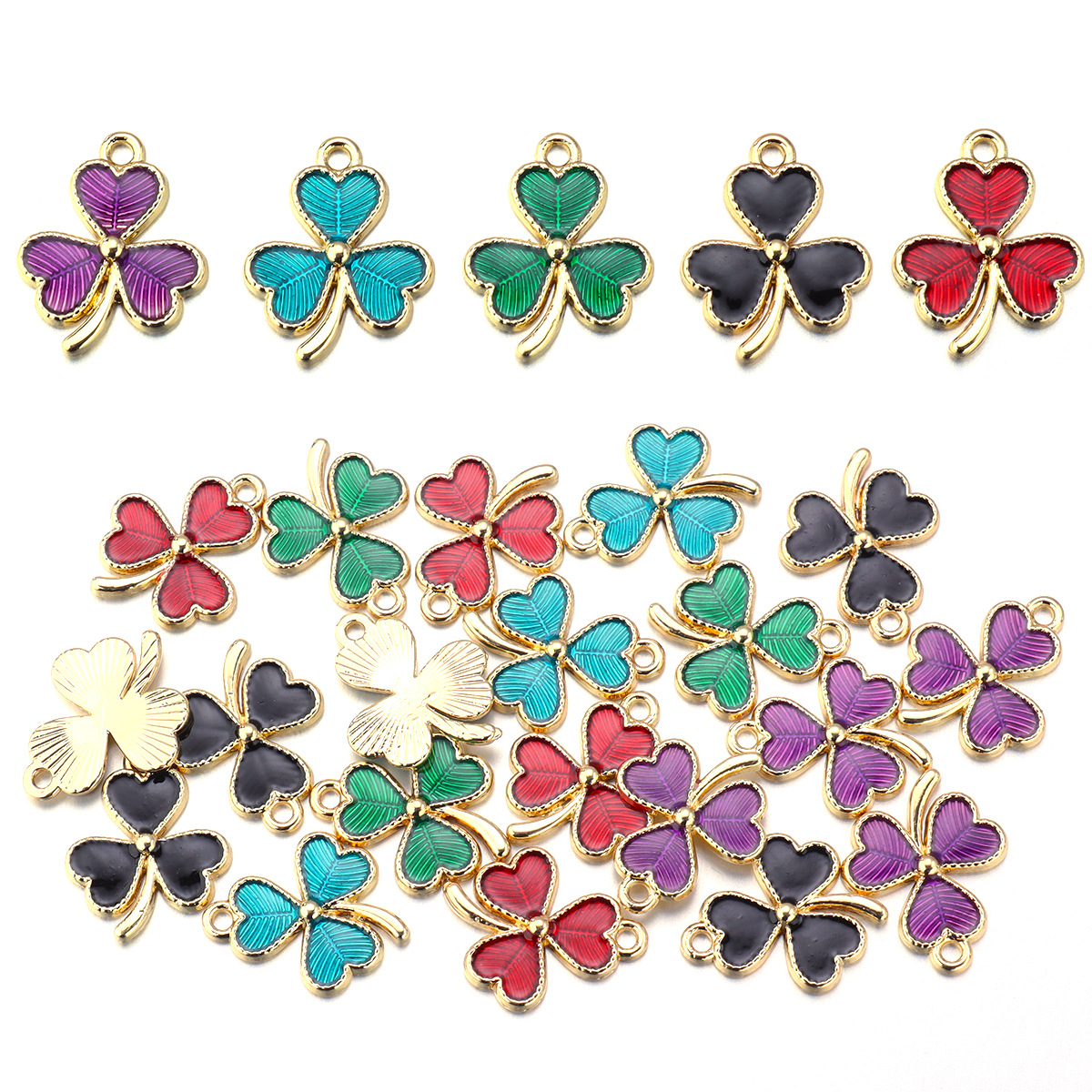 26g Weight Pendant Jewelry Making Type DIY Jewelry Accessories Classification 10 PCS/Package Quantity Alloy Material Shamrock Pattern Enamel Design IG Style, Simple Style Style 10 PCS/Package Alloy Shamrock Pendant 1
