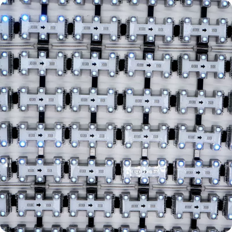LED-грид сетка I-образной формы светится прозрачный высокий яркость полный цвет водостойкий легко складывается и устанавливается светодиодная сеточная панель