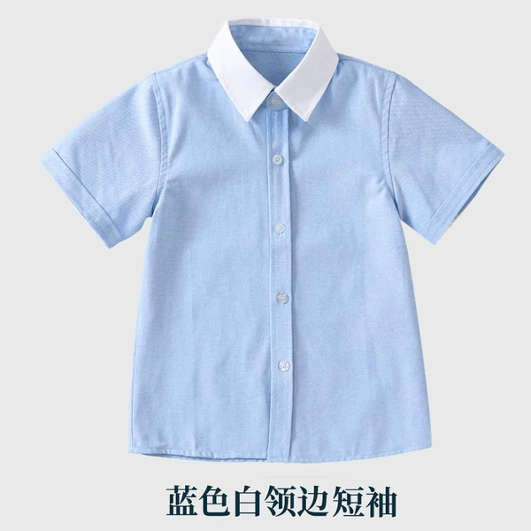 White collar blue short sleeves