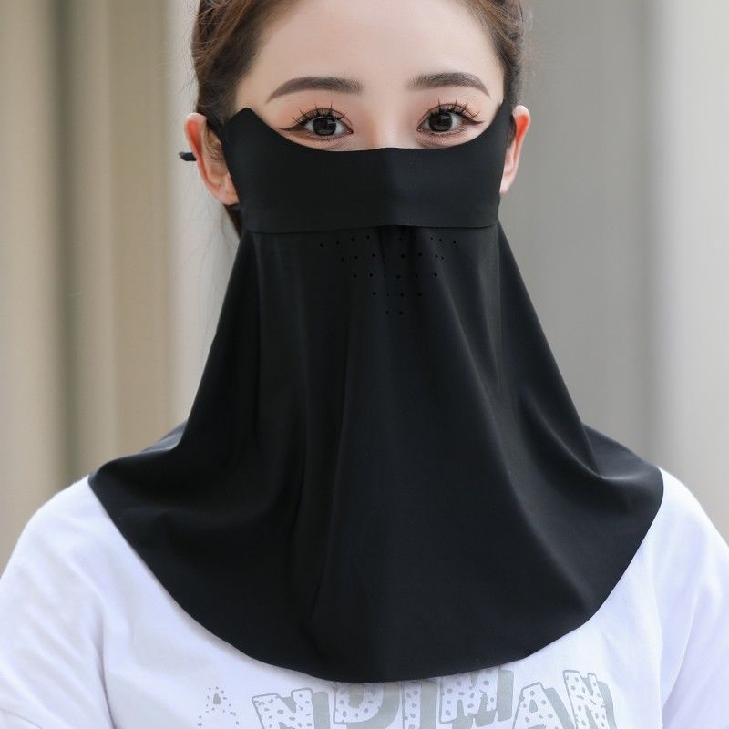 女性用夏用シームレス日焼け止めマスク、紫外線防止アイスシルク薄いベールサンシェード、目の保護マスク、首の保護オールインワン|undefined