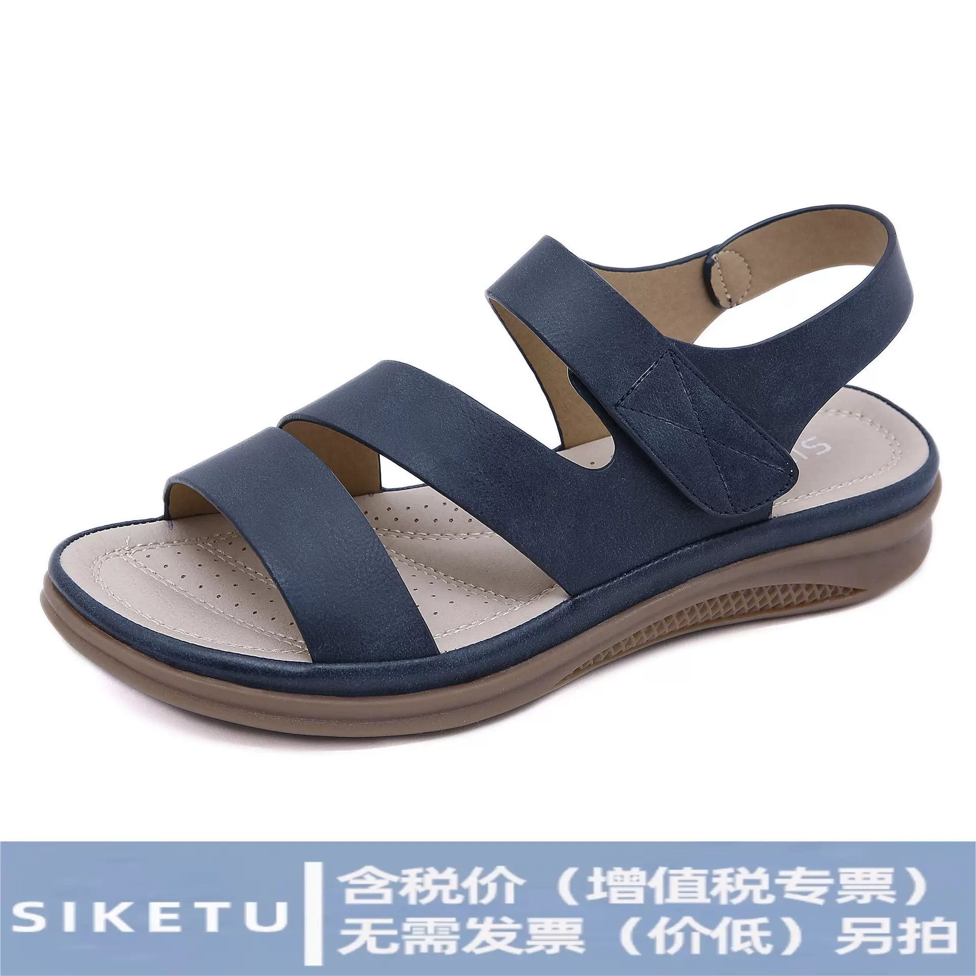 新款2025欧美 凉鞋女跨境休闲轻便大码复古坡跟舒适凉鞋一件代发