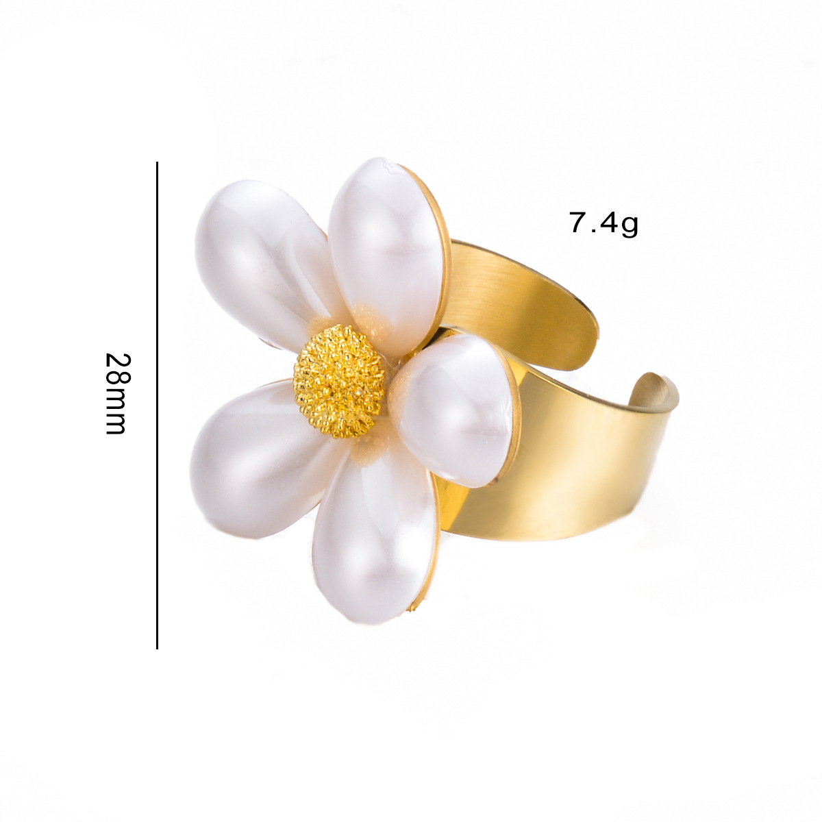 Simple Style Classic Style Flower 304 Stainless Steel Pearl Rings In Bulk display picture 3