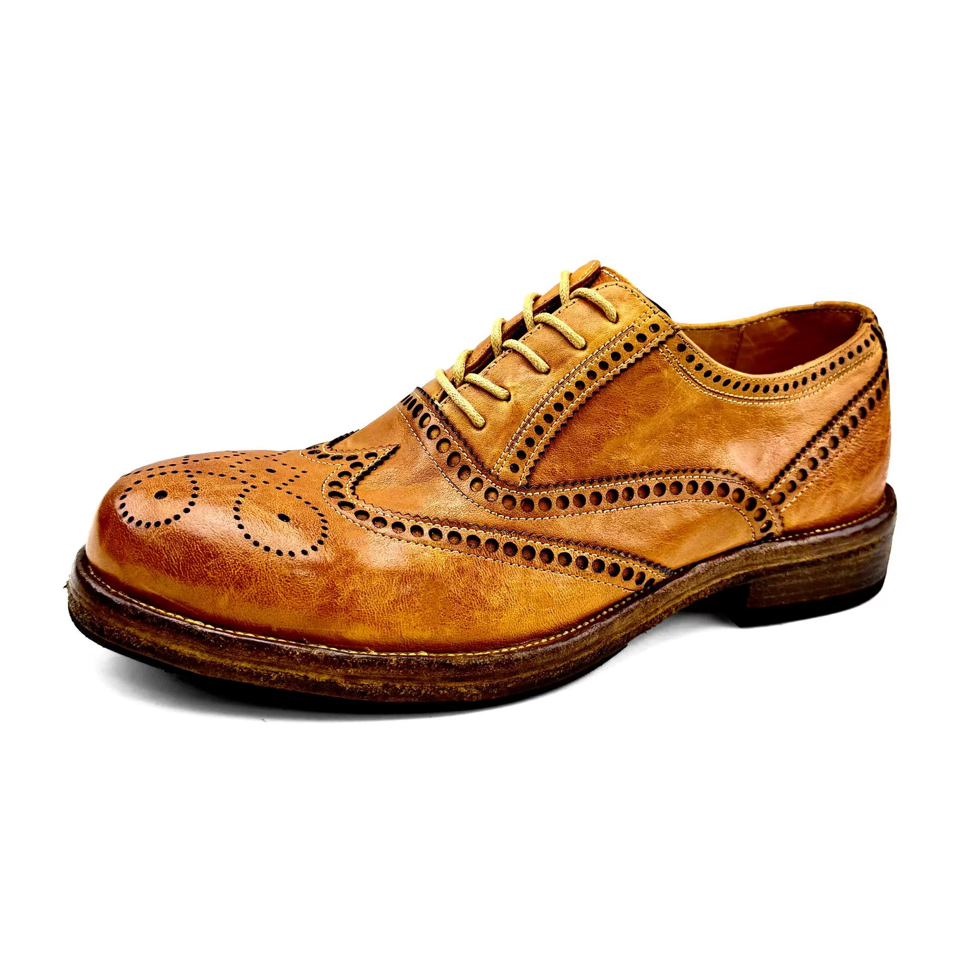 Мужские туфли Goodyear из конской кожи, формальные кожаные туфли-броги с резным узором, британские ретро-туфли с эффектом потертости, дышащие нескользящие мужские туфли