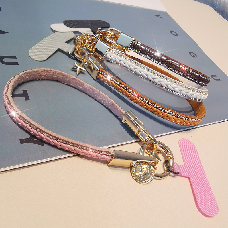 Mobile Phone Lanyard Fashionable High-end Women's Leather Wrist Strong And Durable Portable Pendant Chain Internet Celebrity Hanging Chain