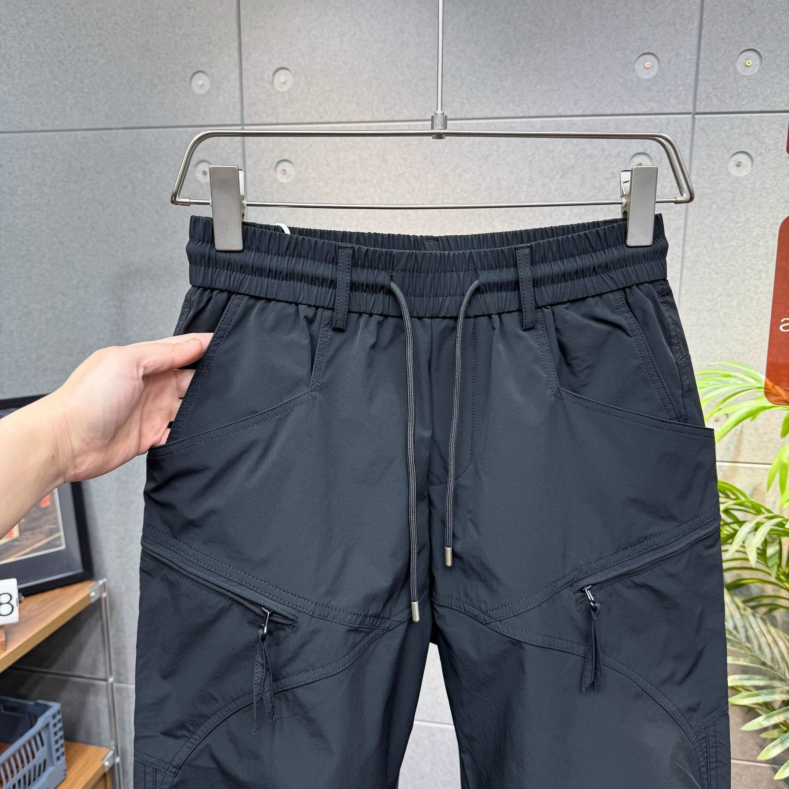 Men's Casual Zippered Multi Pocket Pants Trendy Versatile Drawstring Cuff Style Cool Stylish Quick Drying Cargo Outdoor_viptrois.com
