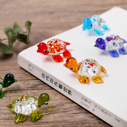 New Colorful Glass Craft Ornament Small Turtle Home Decor Aquarium Landscape Fish Tank Decoration