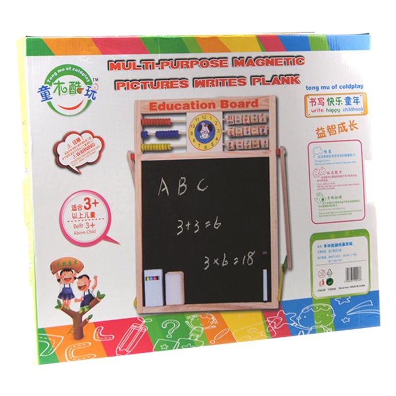 Tablero de dibujo magnético tablero de escritura tablero de dibujo de graffiti de madera cartas matemáticas multifuncionales para niños aprendizaje cálculo rack juguete