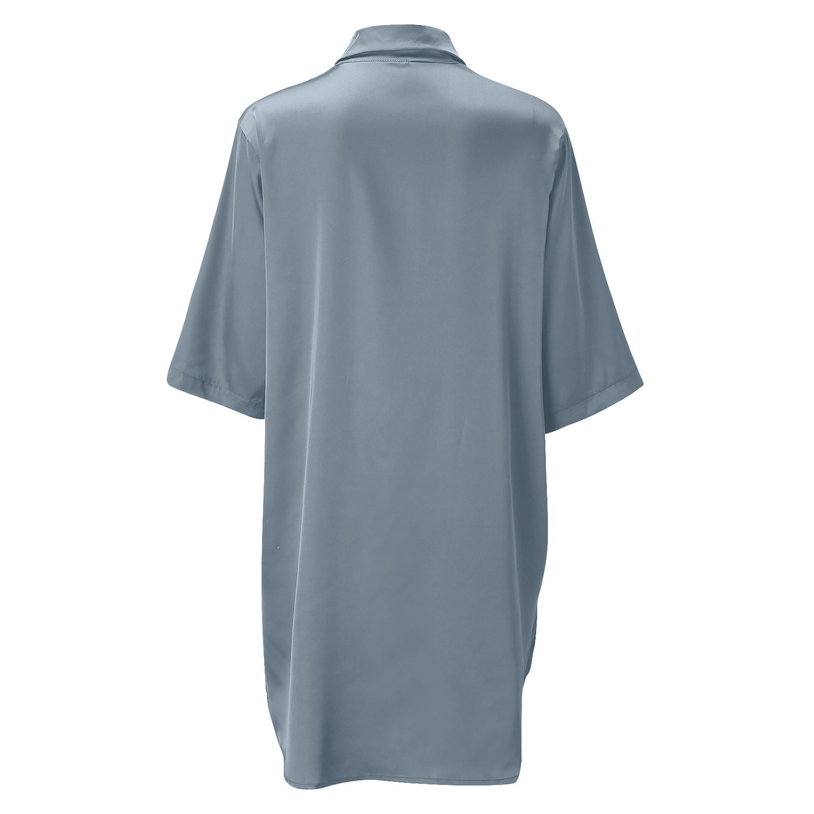 Solid Color Silky Shirt For Home Wear