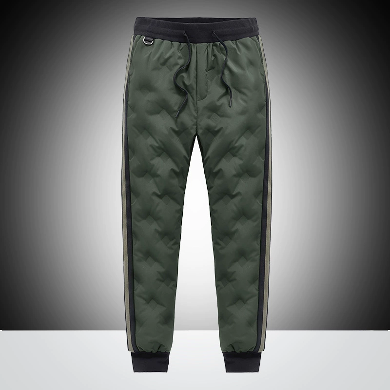 Пуховики мужские зимние белые повседневные длинные брюки на утином пуху утолщенные теплые брюки модная верхняя одежда спортивные хлопковые брюки