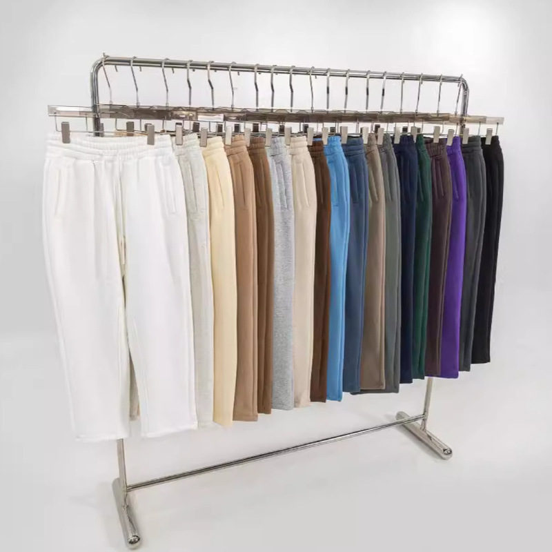 European and American High Street Same Style Solid Color Wide-leg Loose Casual fleece-lined Knitted Sports Trousers Pants European and American High Street Same Style Solid Color Wide-leg Loose Casual fleece-lined Knitted Sports Trousers Pants