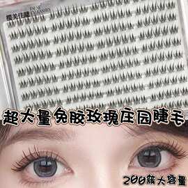 免胶免卸款超大量玫瑰庄园假睫毛不需要胶水分段式上眼元气少女感