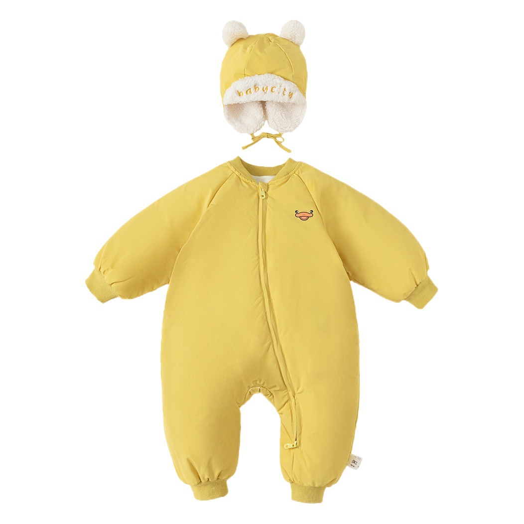 Youbao ropa para niños chaqueta de plumón para niños plumón de pato blanco bebé cremallera oblicua chaqueta de plumón de dibujos animados sombrero DY-1105