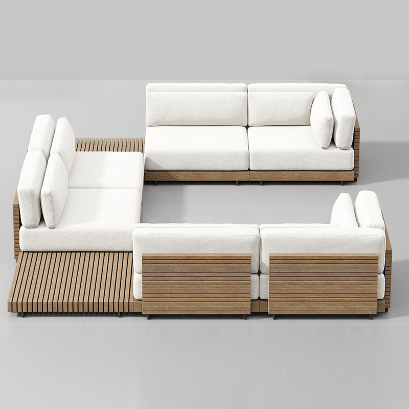 Conjunto de muebles de ocio para exteriores, sofá de teca para jardín, patio, terraza, hotel o villa, impermeable y resistente al sol. image 3