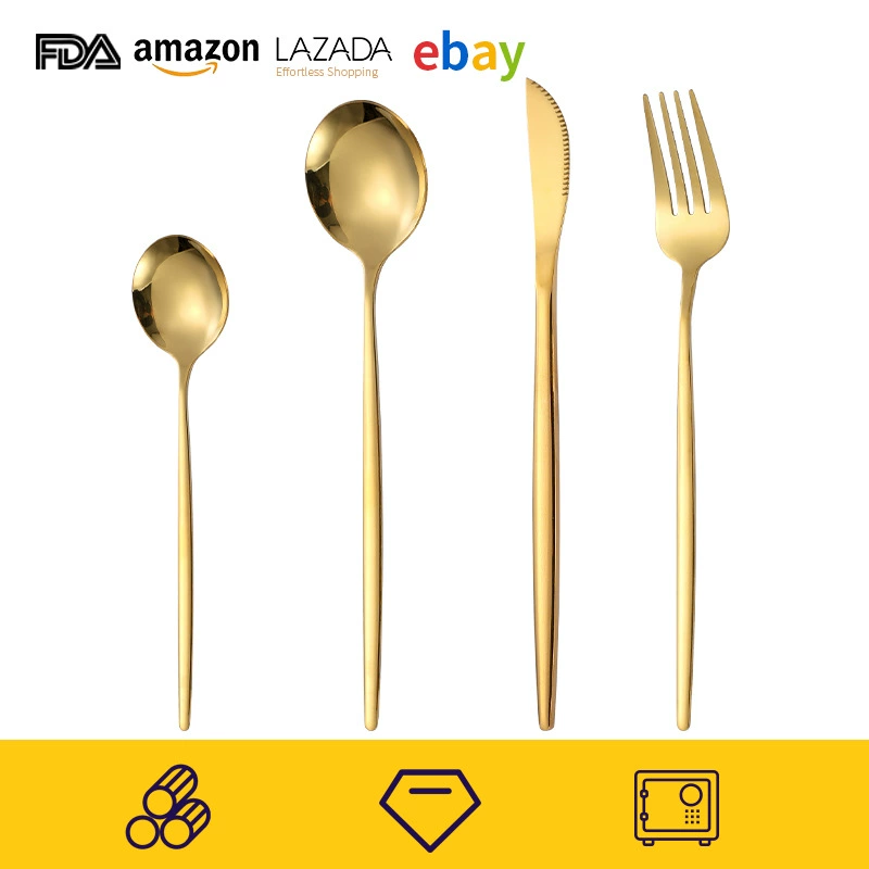 Португальский нож из нержавеющей стали, вилка и ложка в европейском стиле, Красивый Западный нож для стейка и вилка, посуда из 4 предметов, трансграничная Amazon