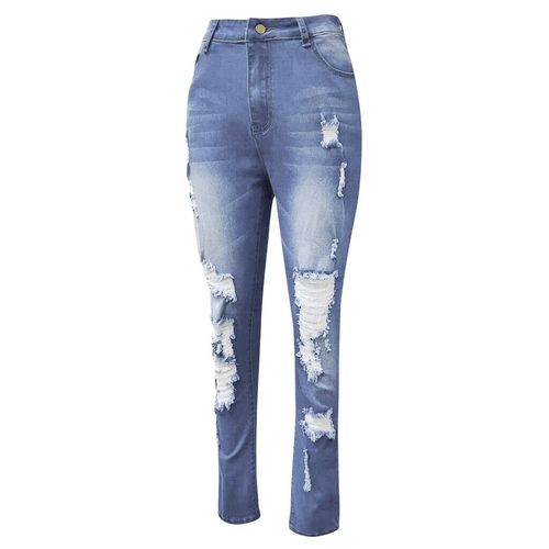 European and American women's denim distressed jeans on Wish and Amazon