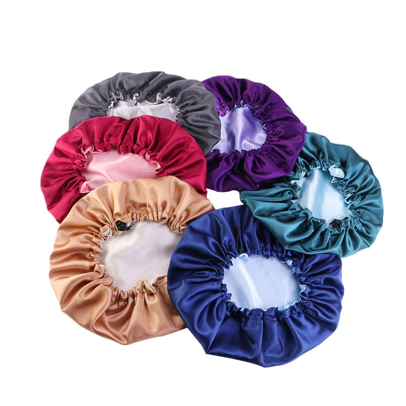 Double-layer color diced sleeping hat beauty perm hats plain color…