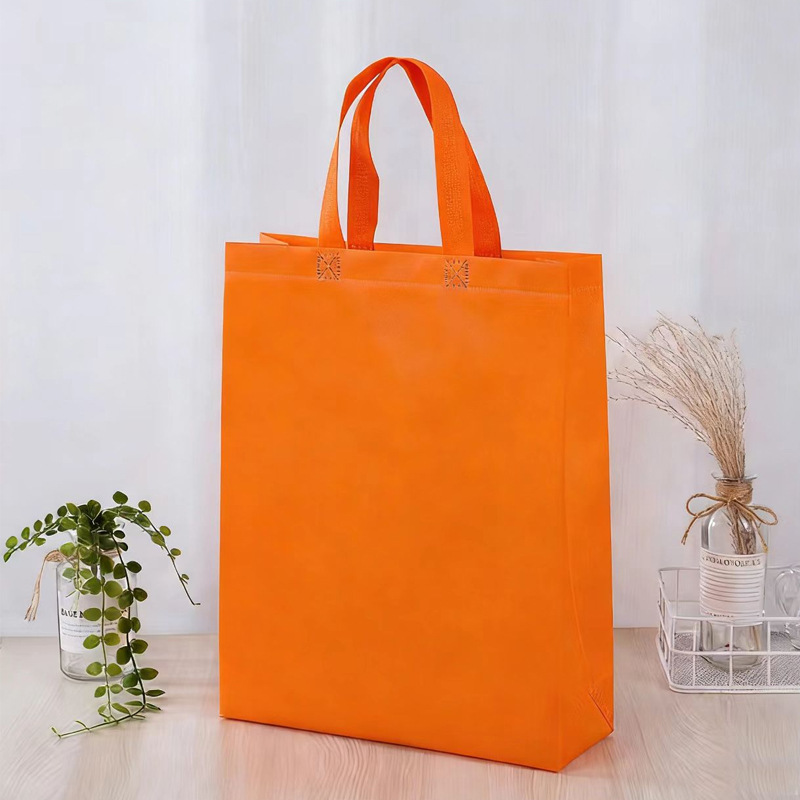Bolso no tejido recubierto en stock bolso de supermercado de color sólido simple bolsa de compras portátil de publicidad en stock urgente