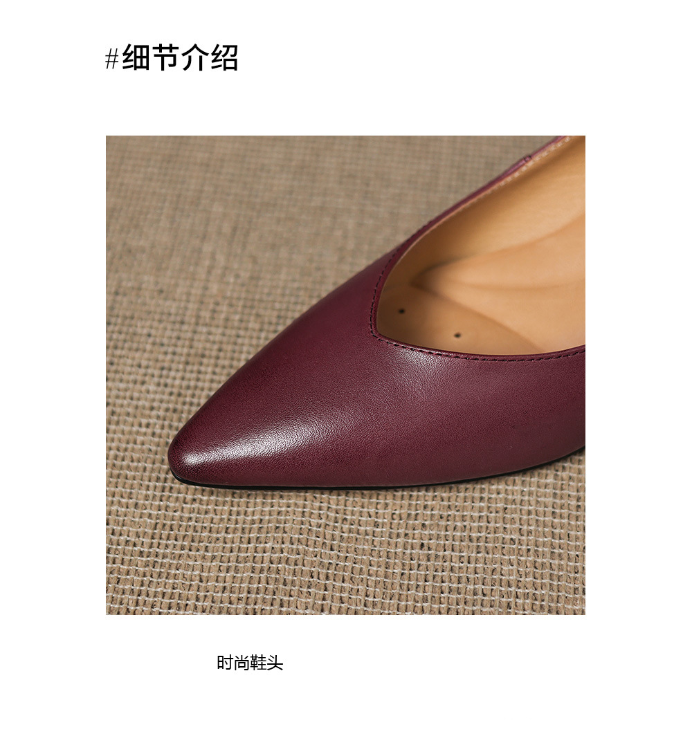 Giày cao gót nữ mũi tròn bít da dê quai một chữ gót 6 cm — đen chi tiết 10
