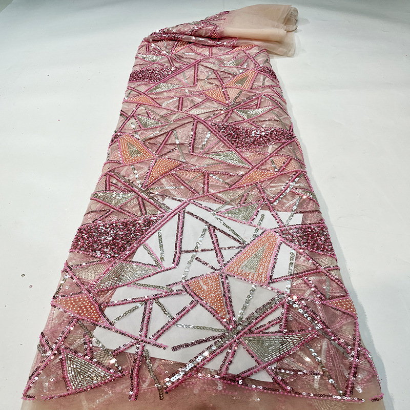 Proveedores de stock multicolor bordado de pailleta tela de tela de vestido de mujer bordado de pailleta tela