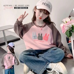 Girls' Autumn Sweatshirt 2023 New Fashion Kids Spring and Autumn Clothing Little Girl Long Sleevehooded Top