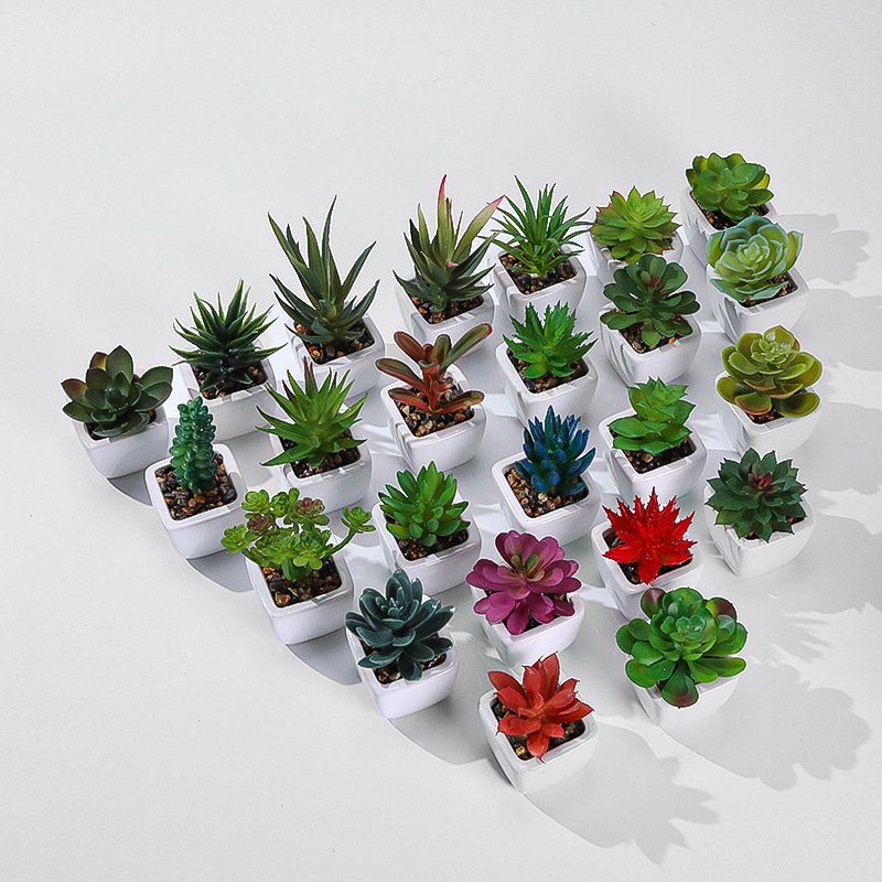 Simulación transfronteriza de porcelana floc de macetas pequeñas macetas verdes de mesa decoración ornamentos artesanías bonsai spot directo