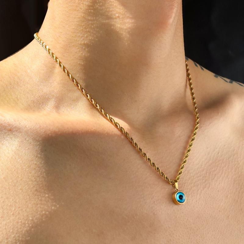 Casual, Daily Occasion Alloy, Titanium Steel Material Classic Style Devil's Eye Alloy Titanium Steel Twisted Rope Chain Snake Chain Lobster Trigger Clasp Closure Pendant Necklaces Wholesale