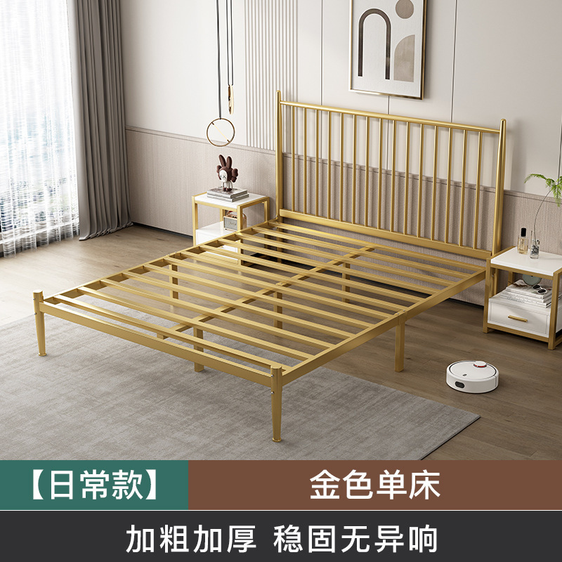 経済的な家庭用アイアンベッドダブルベッドモダンシンプルな列フレーム寝室アイアンベッドシングルベッドフレーム厚く厚みのある|undefined