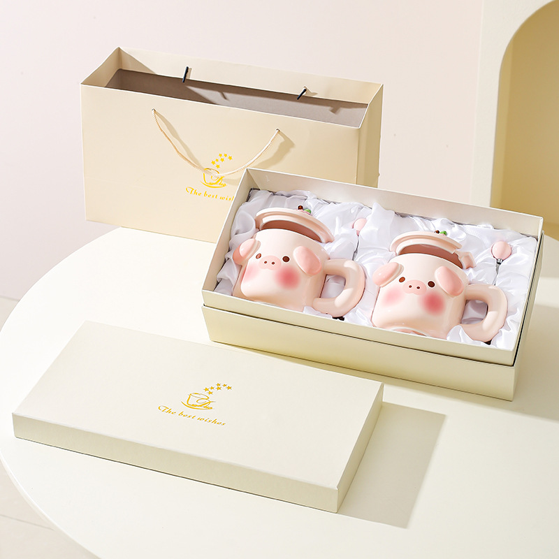 Pareja Linda creativa Taza de cerámica taza par regalo de boda regalo traje caja de regalo de cumpleaños