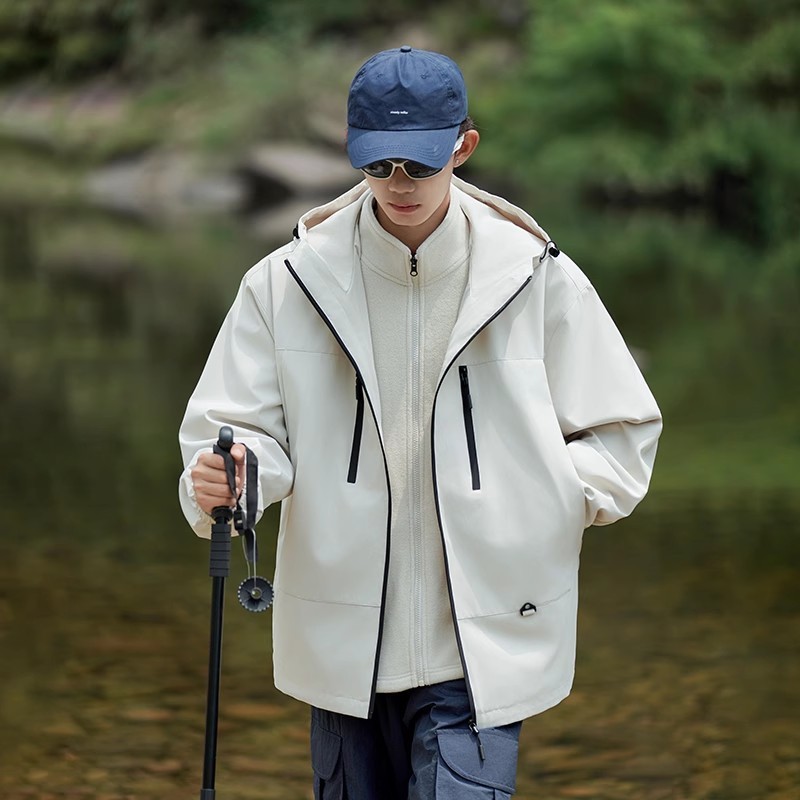 NASA春秋季防水登山服三合一可拆卸冲锋夹克外套男士2025新款衣服|undefined