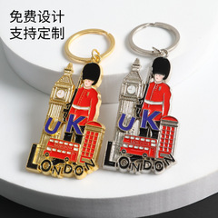 英国の記念品、ロンドンのメタルキーホルダー、旅行記念車のキー、小さなギフトやアクセサリーを越境で供給